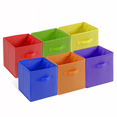 4E's Novelty rainbow storage cube blue front view for colorful toy organization