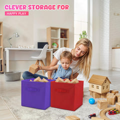 4E's Novelty rainbow storage cube red bin for kids' toys and books