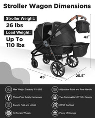 Freetex Tandem Wagon stroller side push mode showing easy handling.