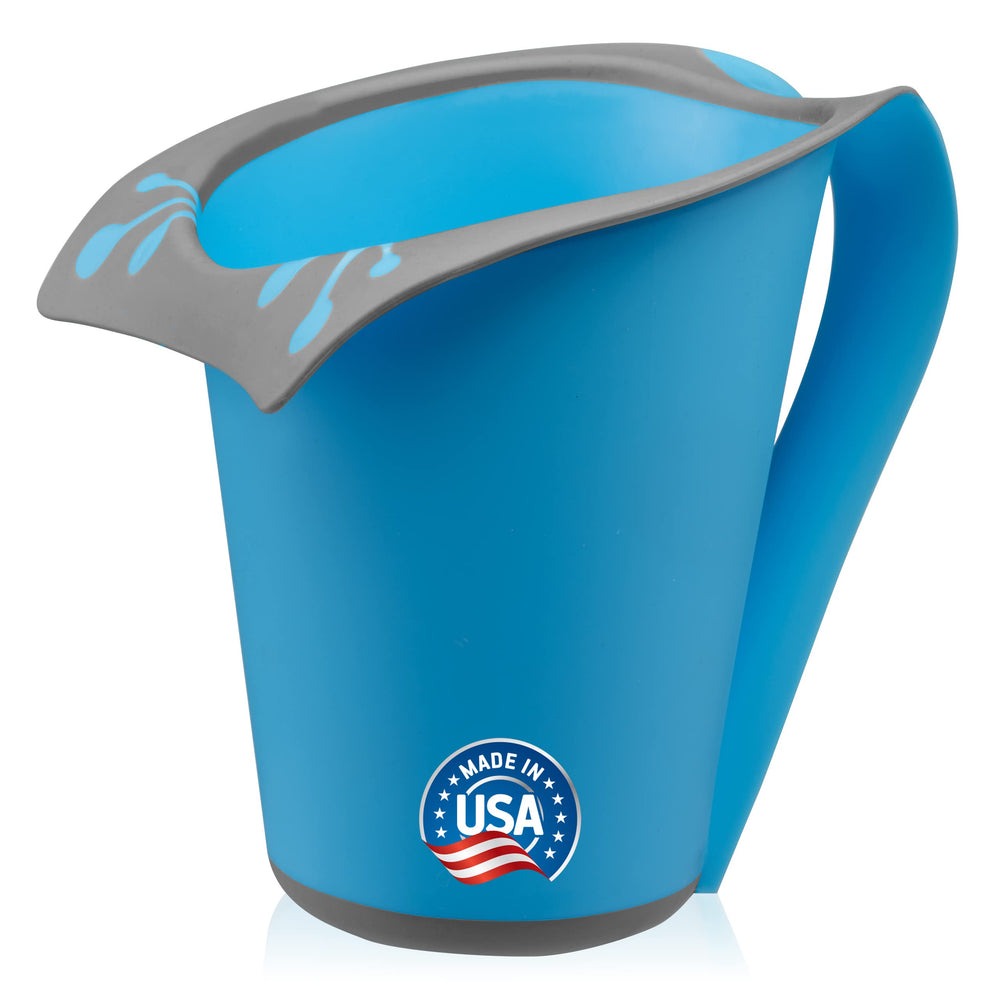 Fresh Frog Cascada bath rinser front view in blue, compact and kid-friendly.