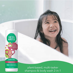 Kids enjoy bath time with Fresh Monster, a quick, cheerful head-to-toe clean.