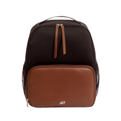 Freshly Picked breast pump backpack front compartment keeps pump organized for on-the-go use.
