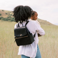 Freshly Picked Mini Classic Ebony bag with dual side pockets for bottles