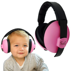 Friday 7Care baby ear protection headphones pink front view for gentle hearing protection.