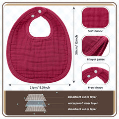 Frienda 6-layer muslin bib offers extra absorbency for drool and spills.