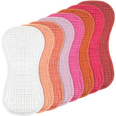 Frienda muslin burp cloths laid flat in color assortment for easy matching and care.