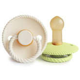 Frigg rope latex nipple pacifier with cream color for gentle soothing.