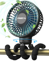 FRIZCOL compact stroller fan providing portable cooling on the go