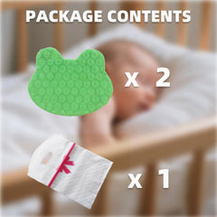 Frogs rabbit-baby-snuggle depicts soothing baby cuddled with familiar scent