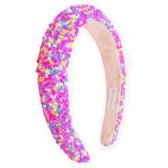 FROG SAC sprinkle headband closeup shows padded comfort and confetti design for kids.