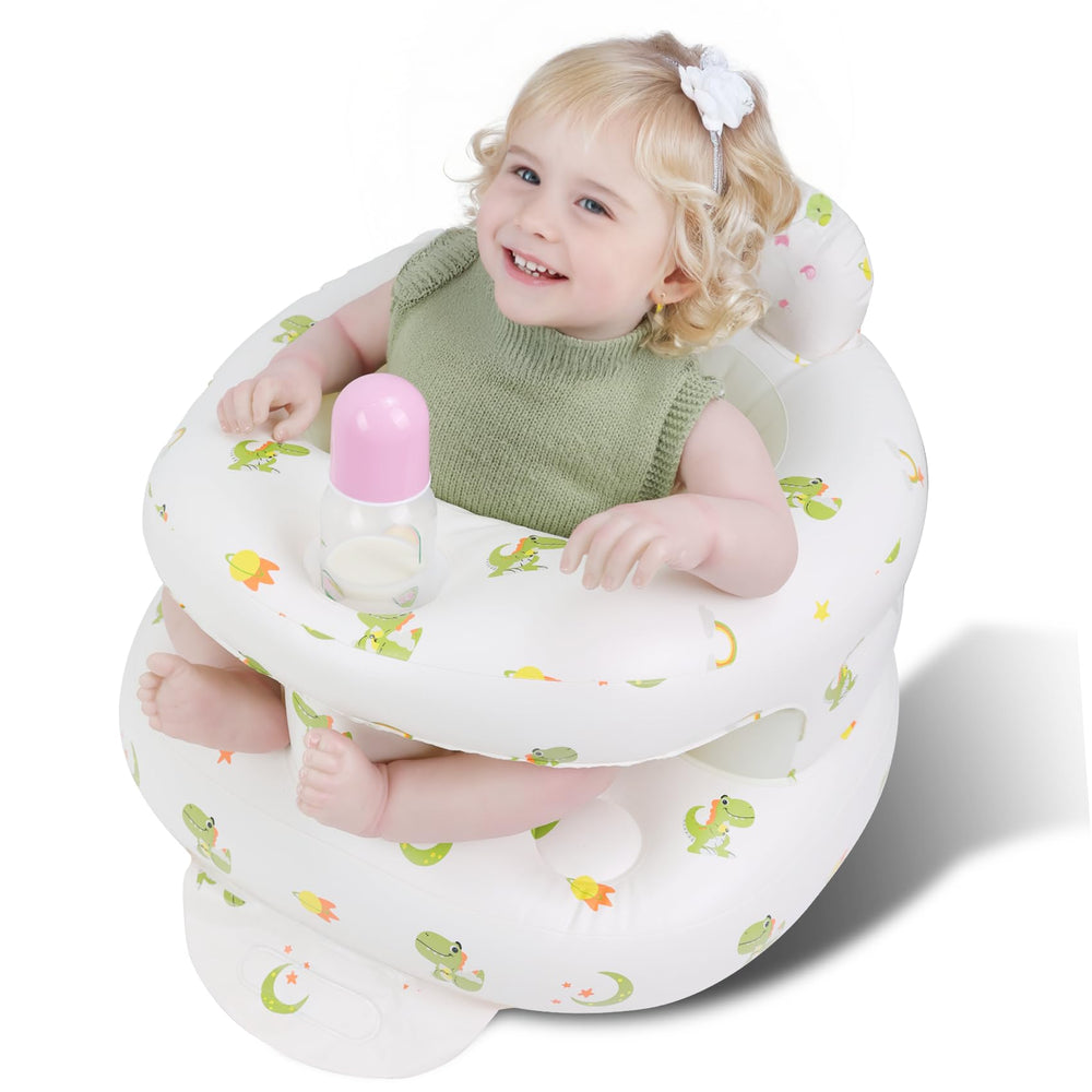 FRTUI inflatable baby seat front view shows secure, comfy design for learning to sit.