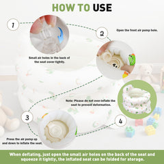 FRTUI inflatable baby seat with stable base reduces tipping during play.