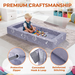 FRUITEAM travel bed sleeping area 40x16 inches offers roomy comfort.