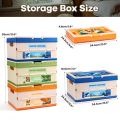 FRUSE 3-pack toy storage boxes folded compactly for space-saving storage