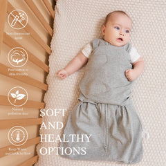 Ftikvo swaddle blanket grey with hip health recognition badge.