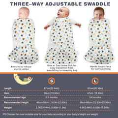 Ftikvo Owl swaddle shows a two-way zipper for easy diaper changes.