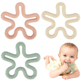 Fu Store coral flower teether ring for babies with easy grip and soothing textures