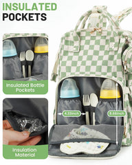 Fufazfo Corduroy Diaper Bag Backpack side pocket highlighting easy access storage