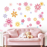 FUFUQUARE 38Pcs colorful daisy wall stickers for kids' rooms.