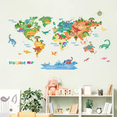 FUFUQUARE Dinosaur World Map wall sticker with delicate art for nurseries.