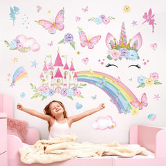 FUFUQUARE dream castle with pink roofs, ideal nursery decor.