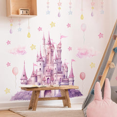 Fufuquare Princess Castle wall decal brightens a girl's room with magical castle visuals