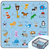 FUGWU baby play mat in blue animal pattern provides a safe floor play space.