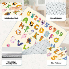 FUGWU playpen mat laid flat measuring 50 by 50 inches for generous crawling space