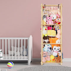 Fuilee natural pine wood zoo holder without dyes for a clean, eco-friendly look