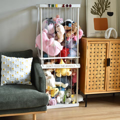 FUIN stuffed animal zoo storage cage durable wood construction for long-lasting playtime.