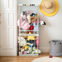 FUIN stuffed animal zoo storage cage tidy playroom with easy access to toys.
