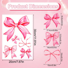 Fukaisu pink bow wall sticker sheet shows vibrant coquette bows