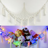 FUNCYboo stuffed animal net with LED light bar brightens a playful bedroom display.
