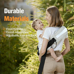 FUNITO ergonomic-m-shaped-seat supports comfortable hip positioning for growing toddlers.