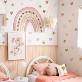 funlife rainbow left half wall decal enhances a bright kids room with cheerful color.