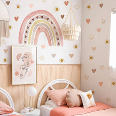 funlife rainbow left half wall decal enhances a bright kids room with cheerful color.