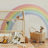 Funlife rainbow wall mural panel 1 adds vibrant color to a smooth kids’ room wall.