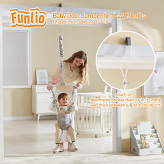 Close-up of the door jumper spring mechanism highlighting strong, flexible steel for lively jumps.