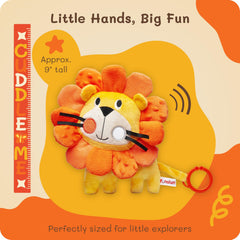 Funstuff Roary the Lion rattle adds gentle sound cues during playtime.