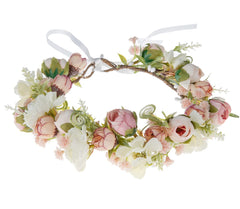 Funsveta pink flower crown for girls, ideal for weddings.