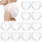 Funtery 12-pack waterproof diaper covers white front view for toddler potty training.
