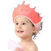 FUNUPUP baby shower cap with dinosaur pink pattern protects eyes from splashes.