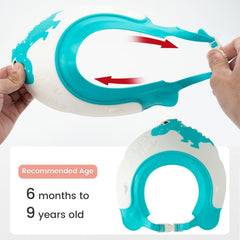 FUNUPUP baby shower cap highlights water-diversion feature reduces bath splashes.