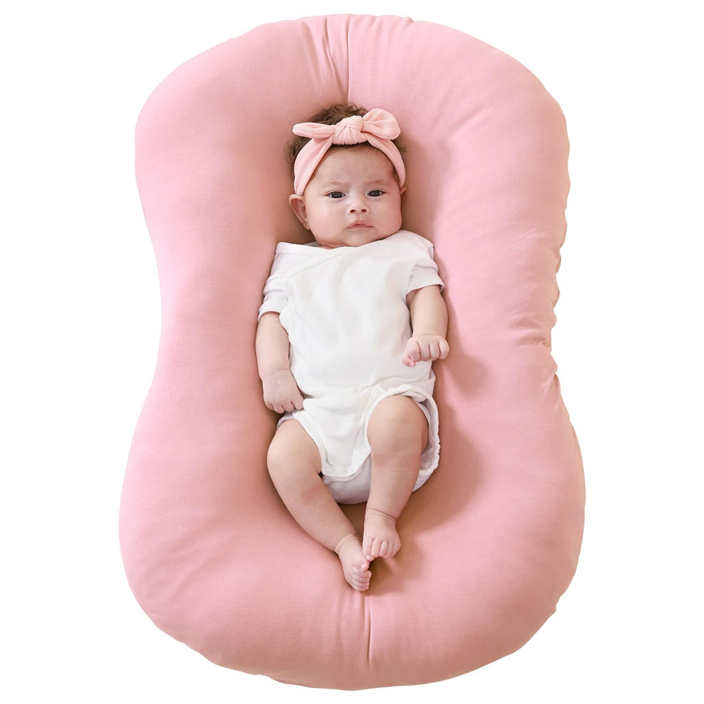 Funupup bamboo lounger cover in pink with elastic fit for Snuggle Me Lounger