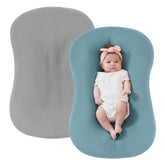 FUNUPUP muslin baby lounger cover in grey-blue fits Snuggle Me for quick setup