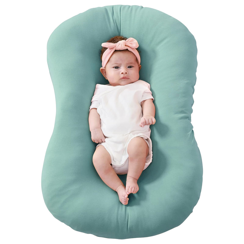 FUNUPUP rayon bamboo lounger cover that fits Snuggle Me for a secure, cozy newborn experience.