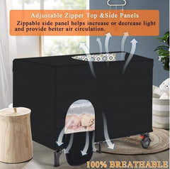 Funvalley Surperfect blackout crib canopy cover top panel zipper for adjustable brightness