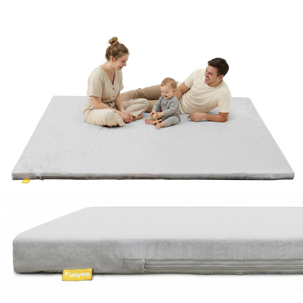 Funyoo 79x71 padded baby play mat in full view for spacious tummy time