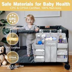 Funyoo diaper-pocket-zippered holds 70+ diapers and keeps them dust-free for quick changes.