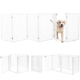 Furggis metal dog gate with 6 panels for wide openings and stability